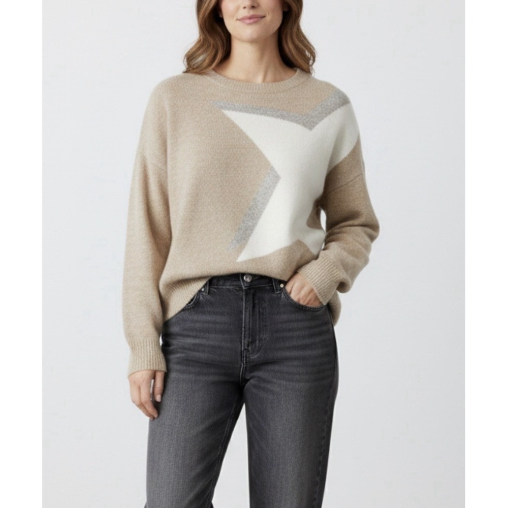 Gerard Darel Cashmere Star Sweater Janela‎ Knit Pullover Neutral Taupe Slouchy S